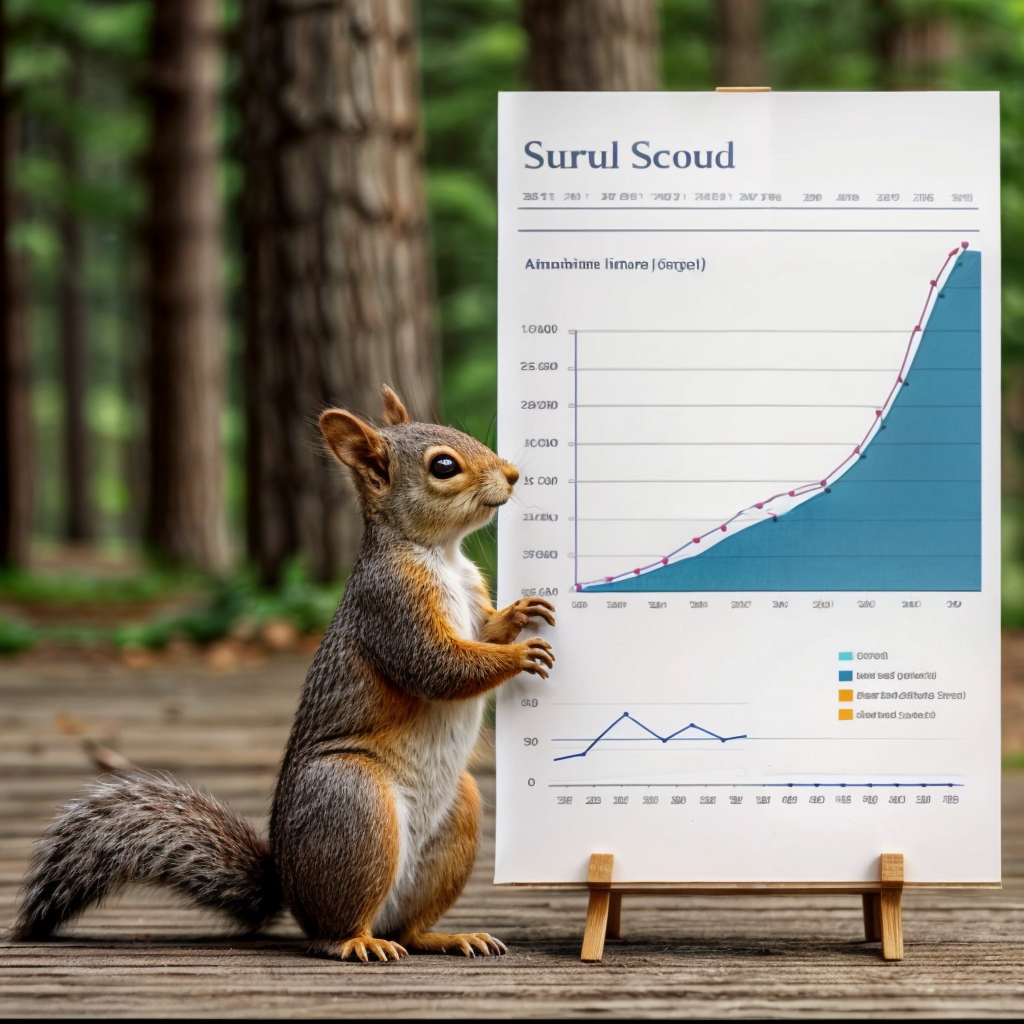 Tilasto-orava tutkimassa Krea-tekoälyn luomaa käppyrää
